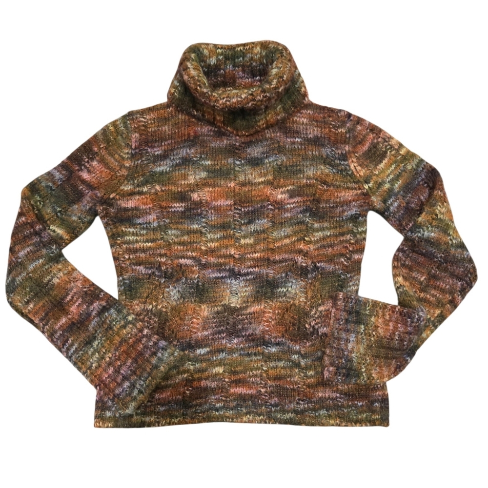 Express Wool Blend Multicolored Mixed Yarn Metallic Knit Turtleneck Sweater XS/S